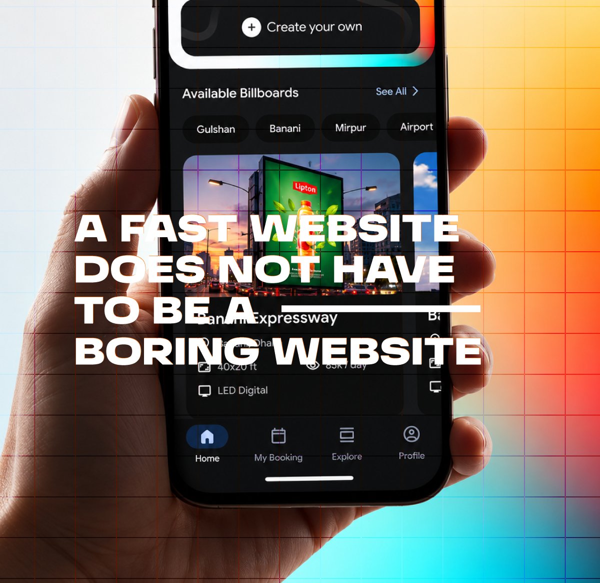 Editorial illustration of a website speed dial and responsive interface panels.